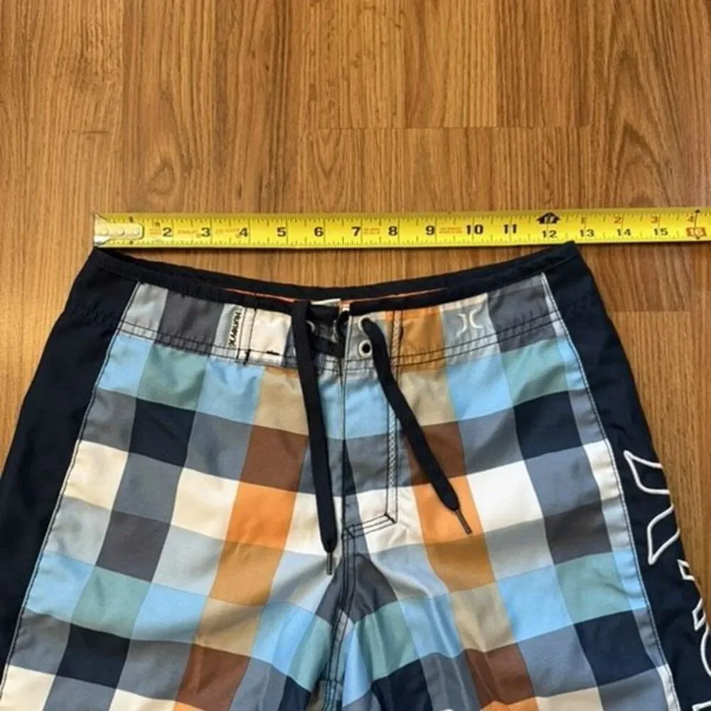 Hurley Youth Plaid Skull Print Lace Up Swim Board Shorts Multicolor Size 12
